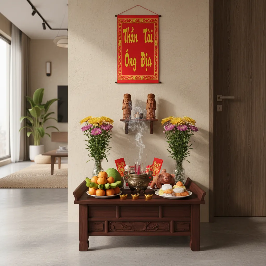 Trang trí bàn thờ Ông Địa đúng cách cho nhà Việt