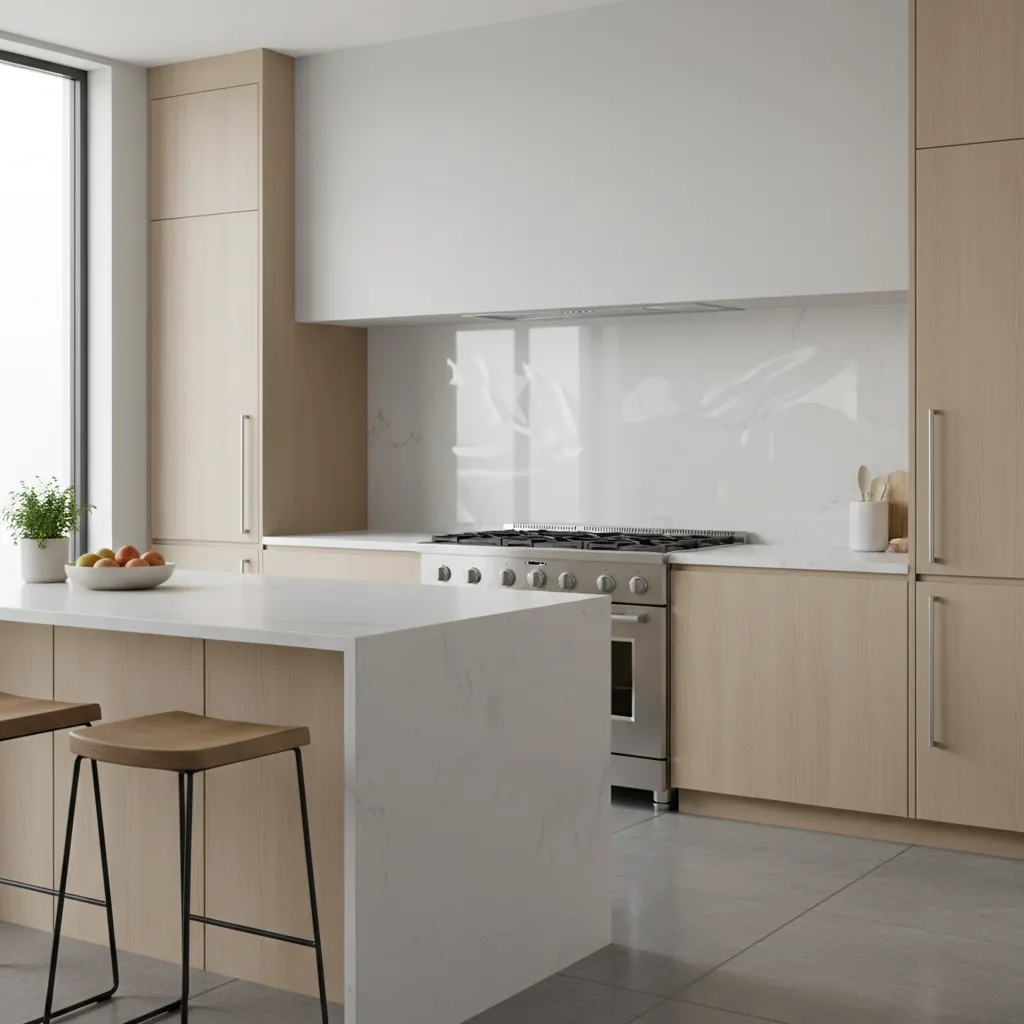 clear protective film applied behind a kitchen stove to stop grease stains