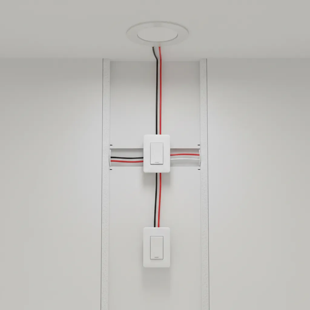 Two wall switches connected with traveler wires controlling one light