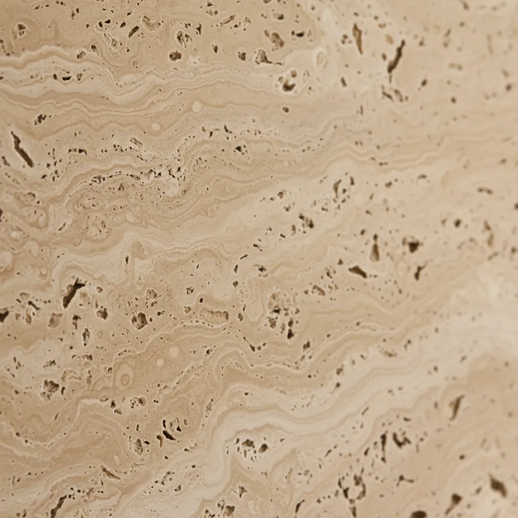 Detalle de la textura natural del travertino en interiorismo