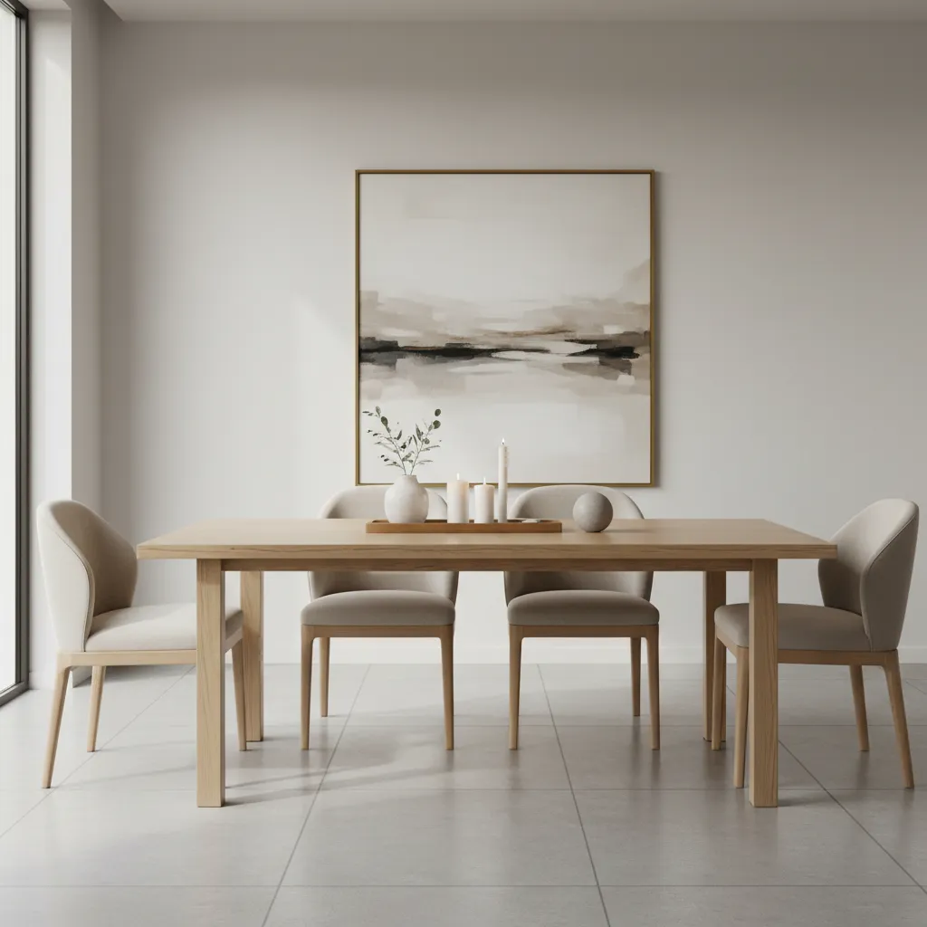 wood tray with candles decorating dining table