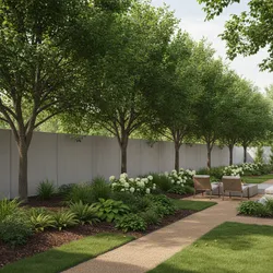 How to Optimize Tree Growth Along Boundary Walls for Shade Privacy and Aesthetics