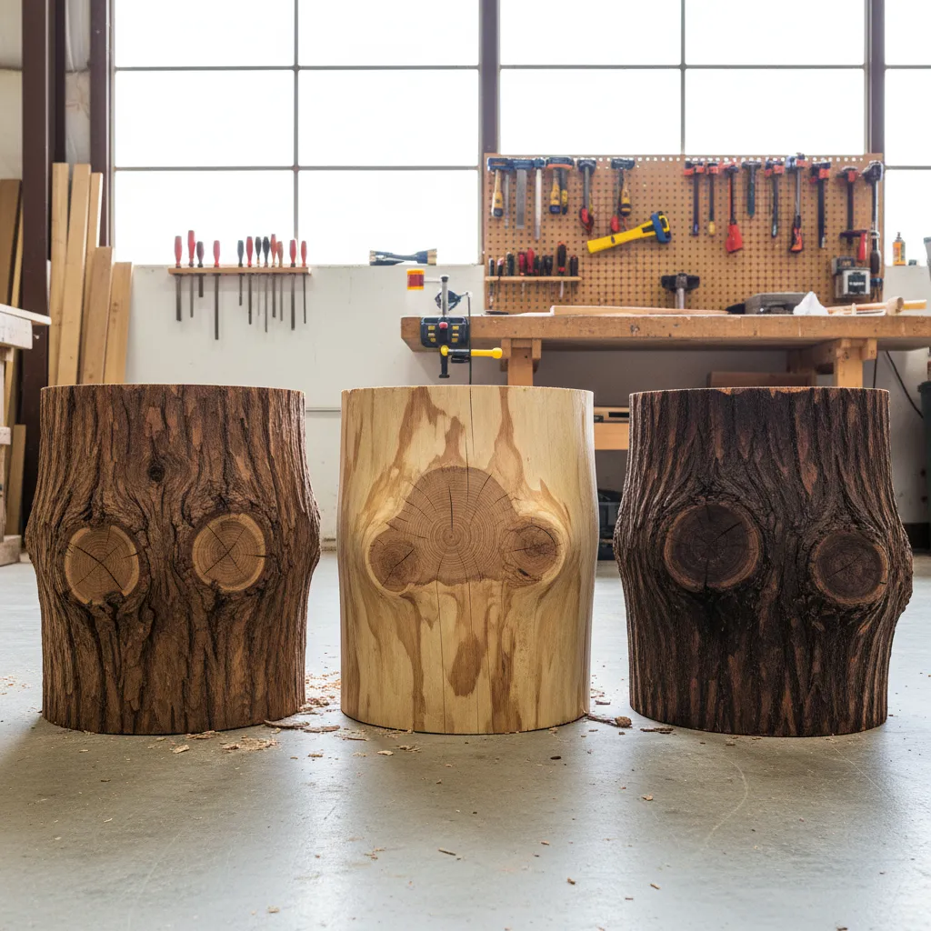 different hardwood stump species including oak maple and walnut