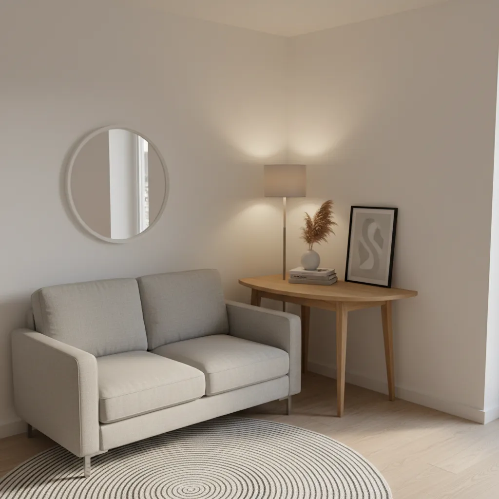 triangular corner table design for compact living room