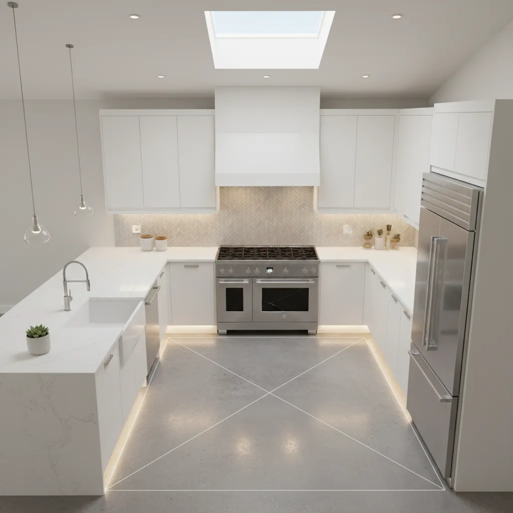 Distribución del triángulo de trabajo en cocina