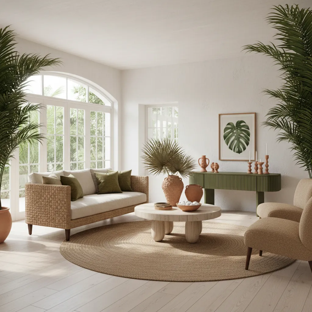 Interior con paleta de colores claros inspirados en el Caribe