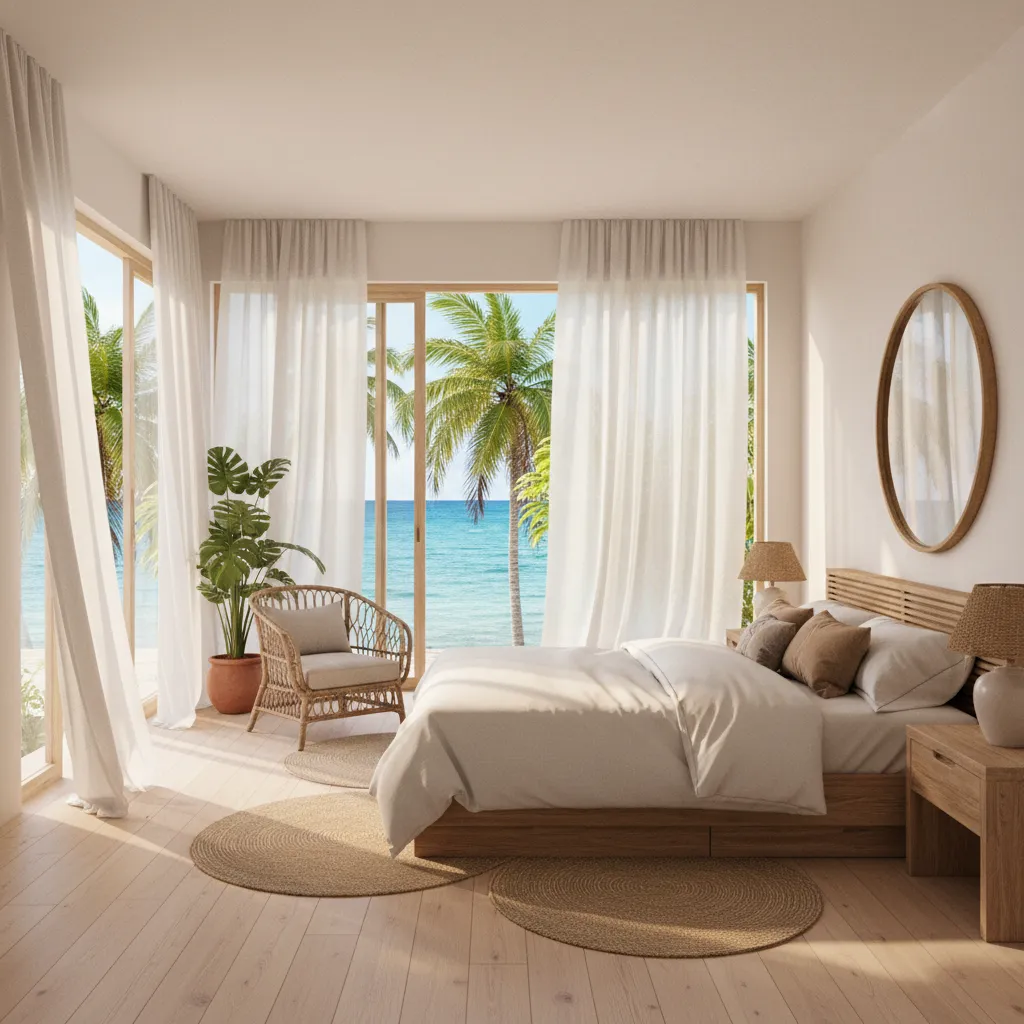 Well ventilated tropical bedroom with sunlight preventing mold growth