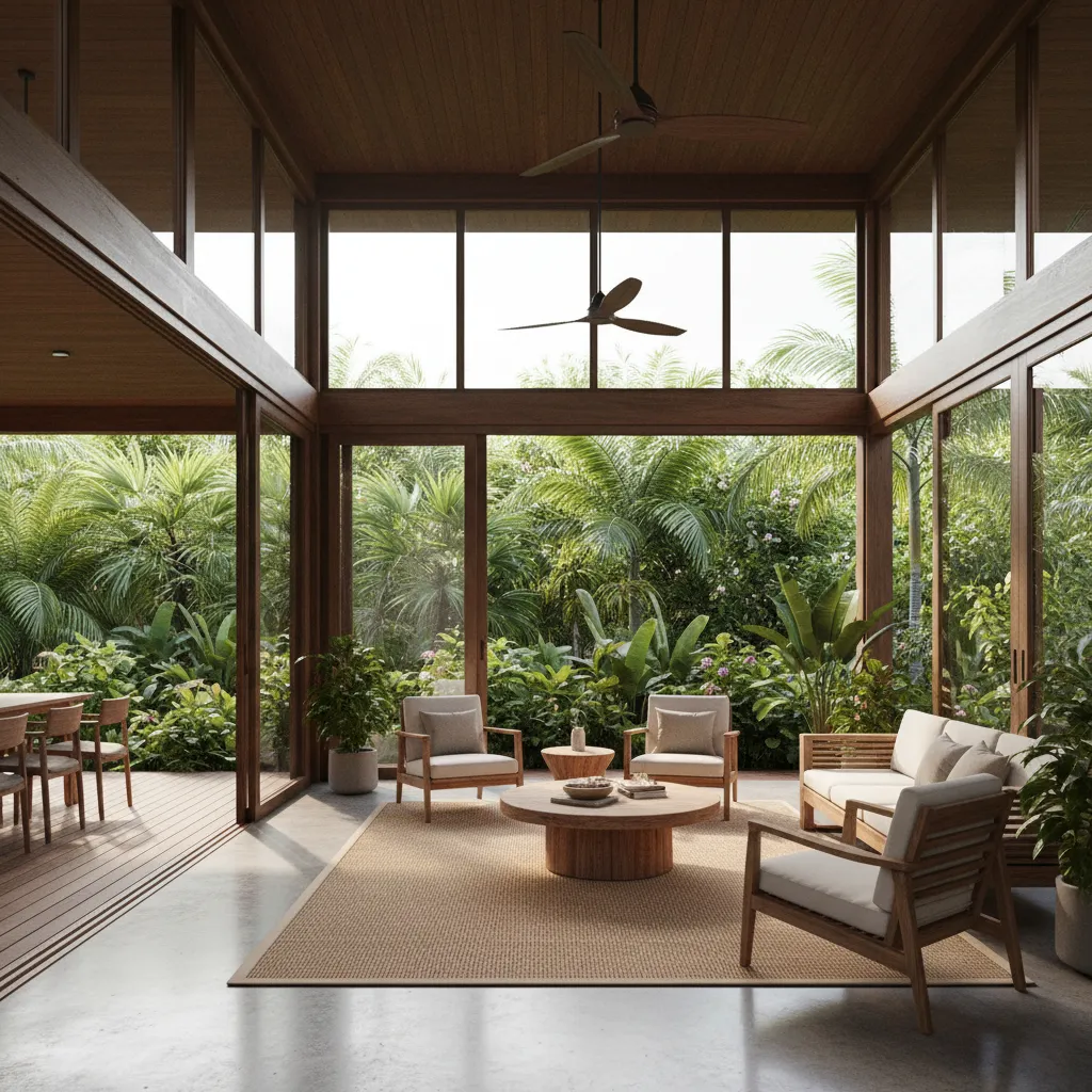 tropical house interior designed for cross ventilation with large openings