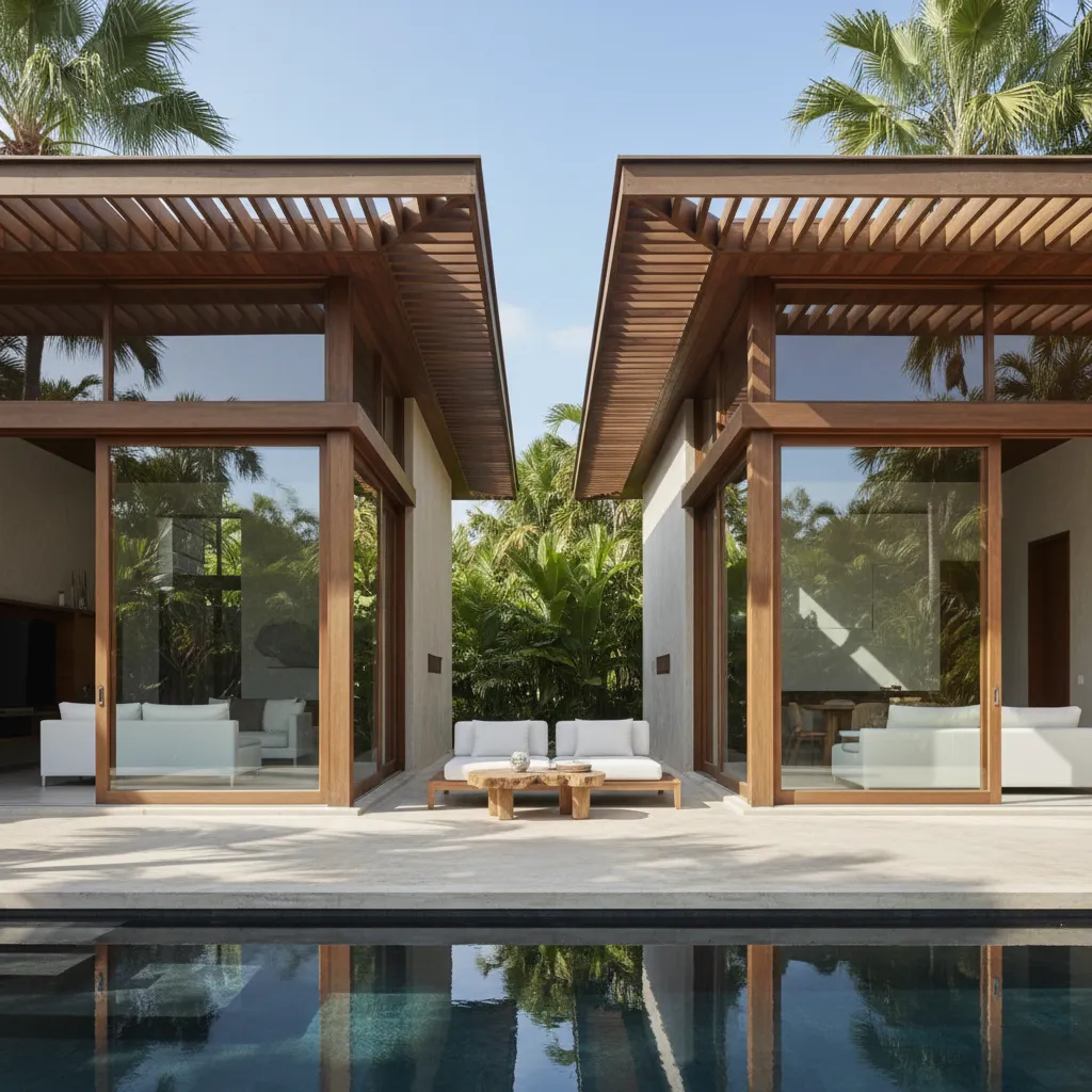Casa moderna con ventilación cruzada y grandes ventanas