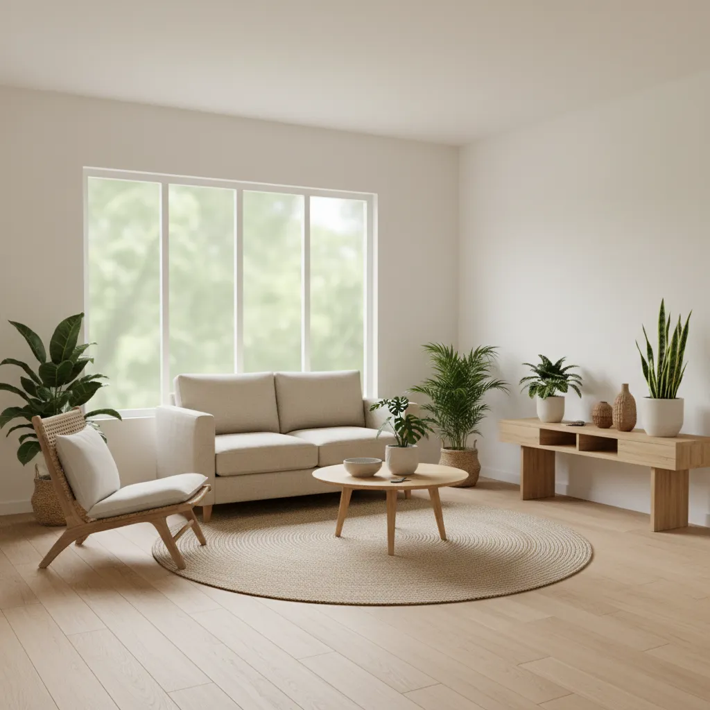 Minimalist Filipino living room with neutral tones and natural light