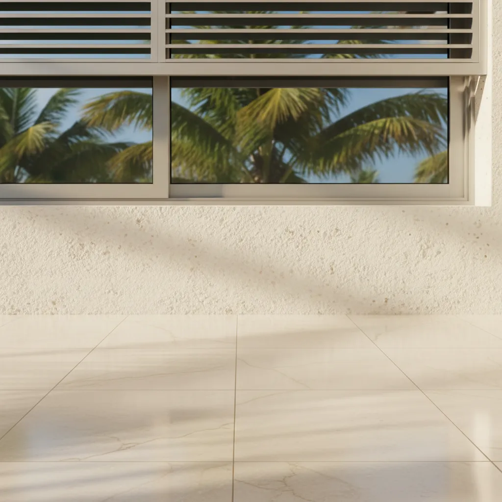 Detalle de materiales claros y ventilación en casa tropical pequeña