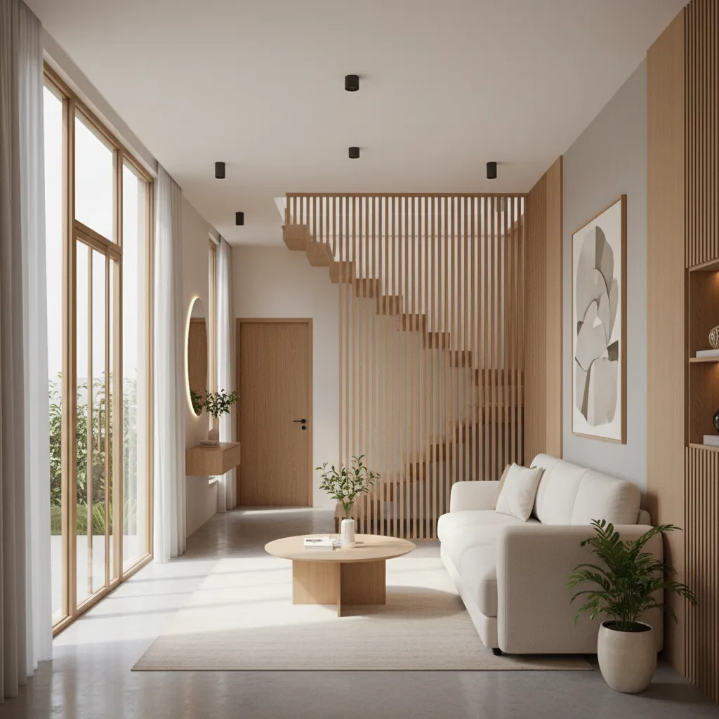 Phòng khách nhà ống 5x15m hiện đại
