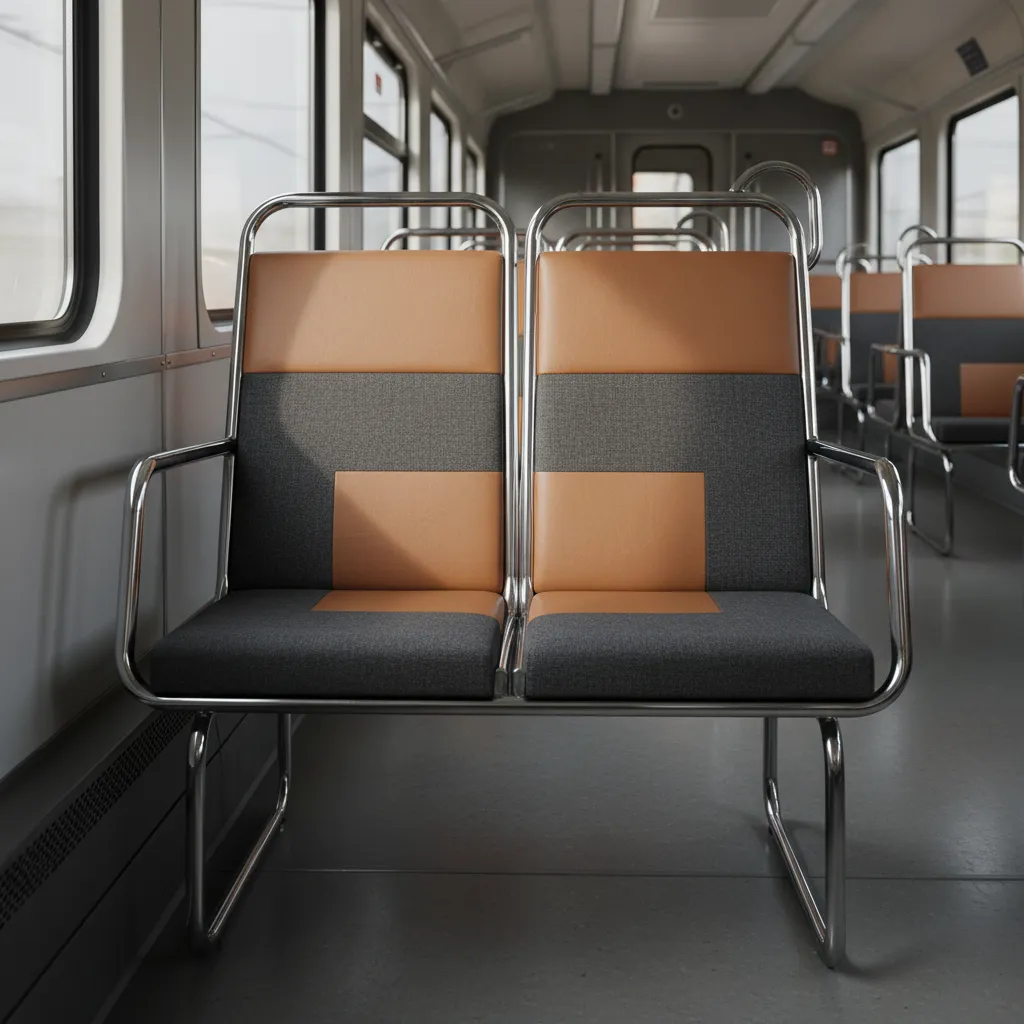 Asientos de tren con estructura de acero tubular inspirados en el diseño Bauhaus