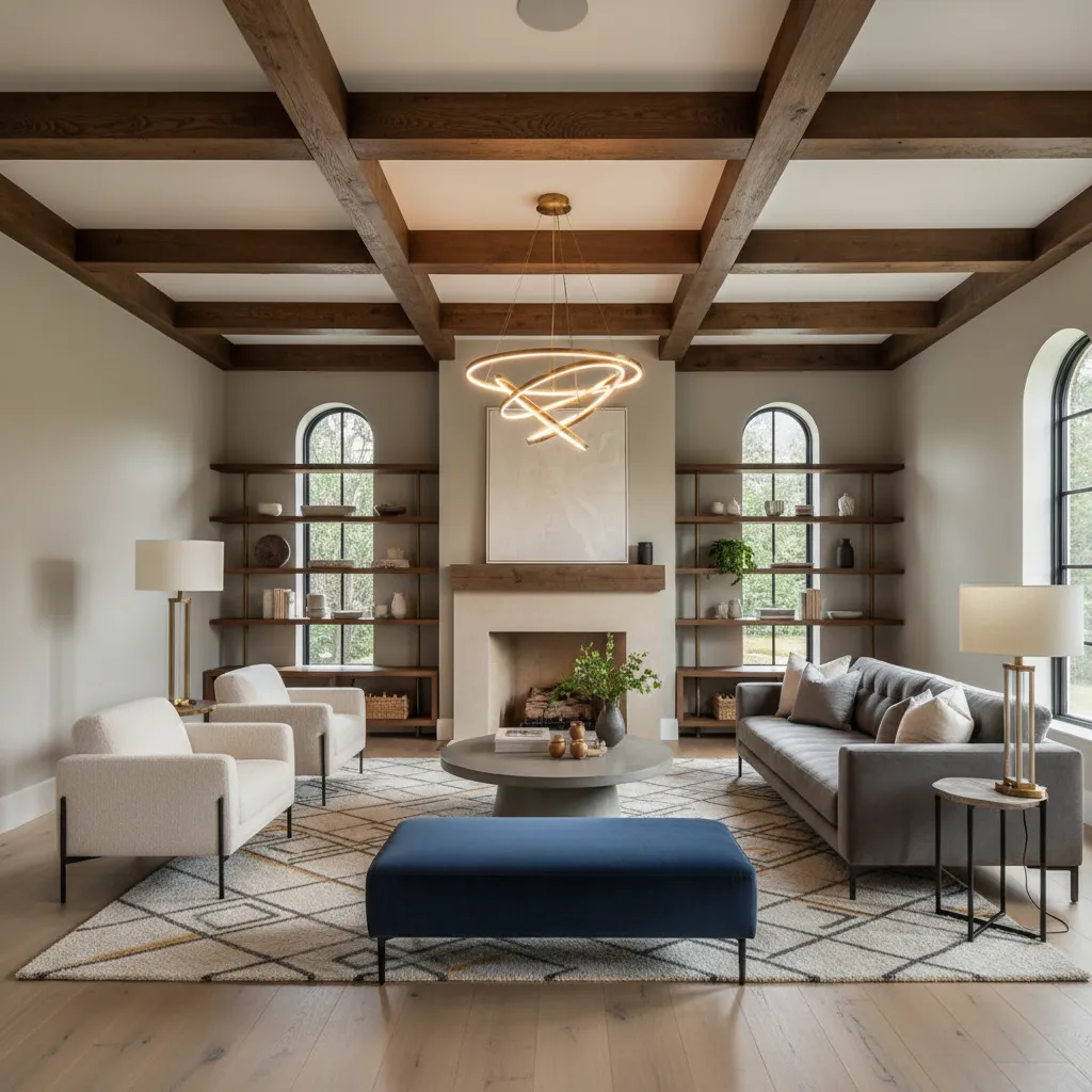 Interior que mezcla estilo Tudor con mobiliario moderno