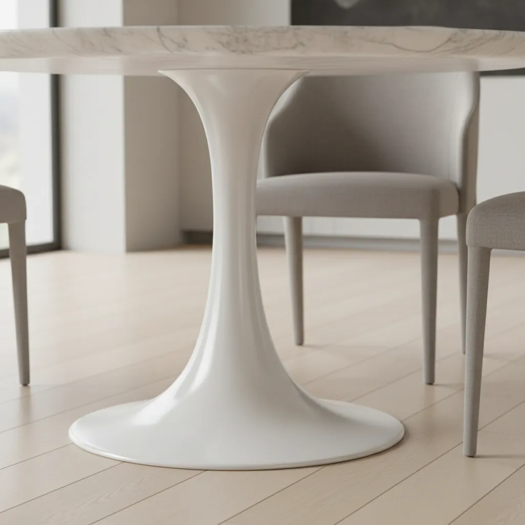 Detalle de mesa pedestal Tulip con base central