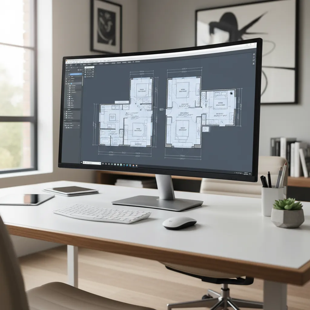 TurboCAD interface displaying a detailed residential floor plan layout