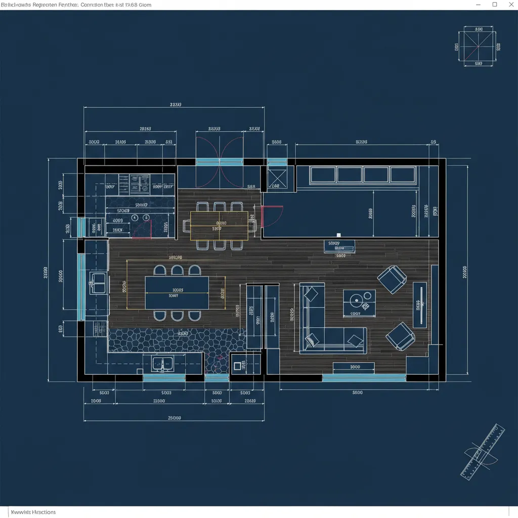 Detailed CAD layout used for planning a home renovation project