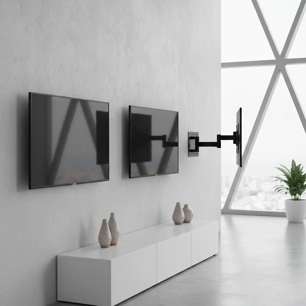 Side comparison showing wall clearance of fixed tilting and full motion TV mounts