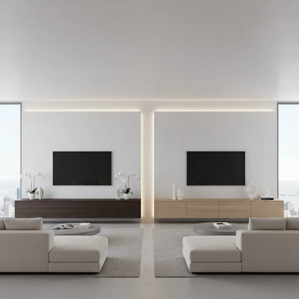Illustration comparing TV width and dresser width proportions