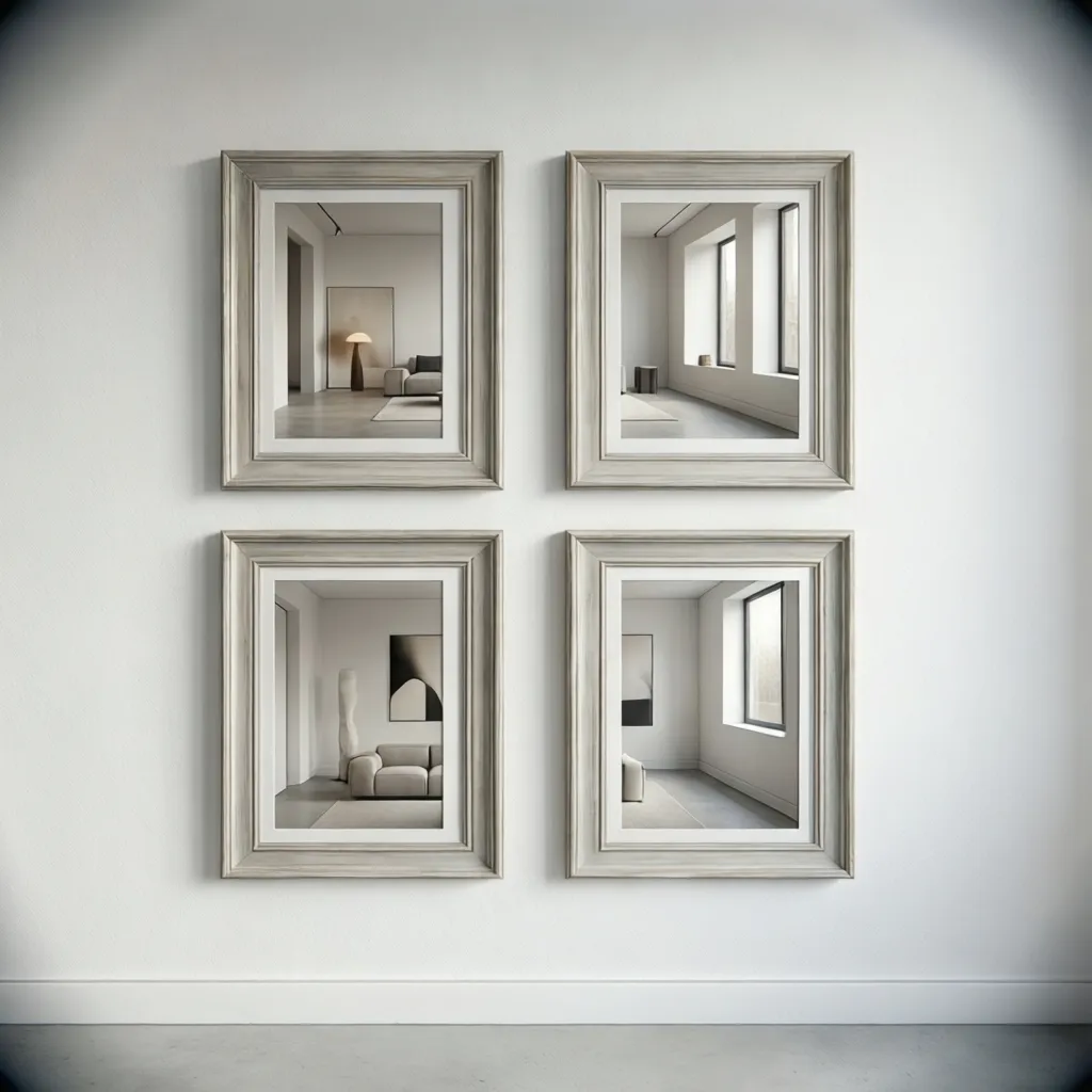 2x2 grid picture frame layout on a wall