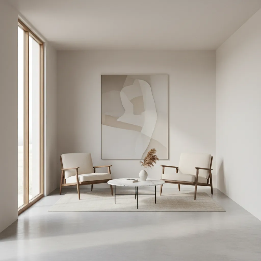 two chair minimalist layout in a small 10x10 living room