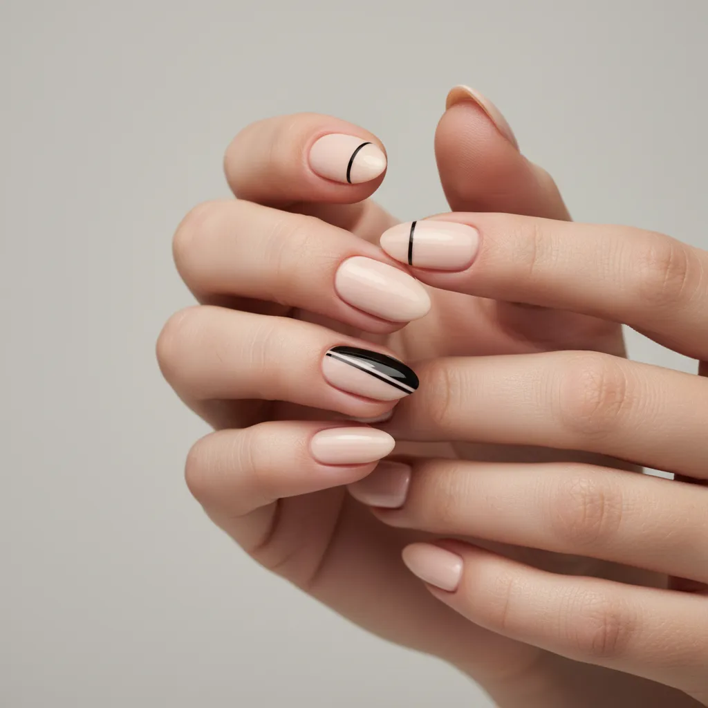 Diseño de uñas minimalista usando solo dos colores