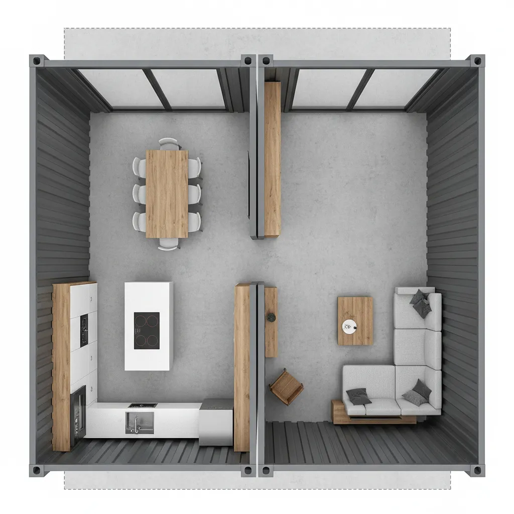two container house side by side floor layout