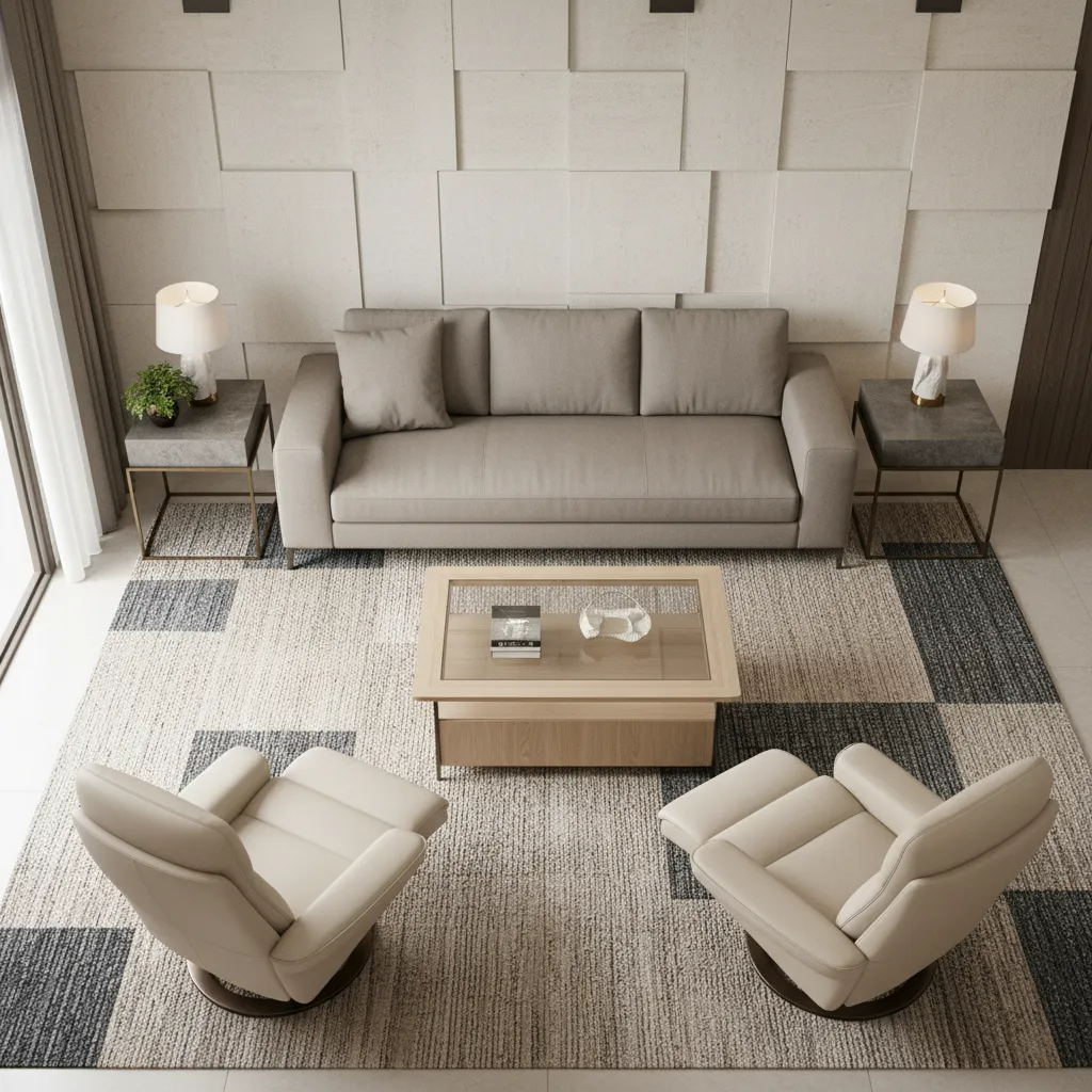 Example living room layout with two recliners coffee table and side tables