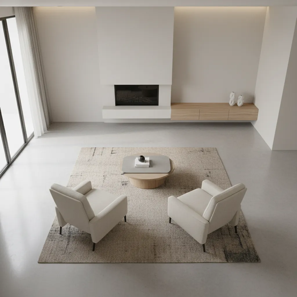 Two recliners positioned with a round coffee table showing proper spacing