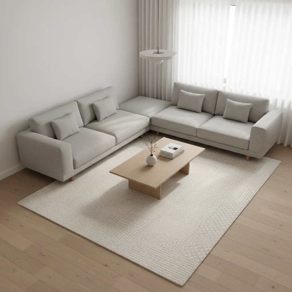 L shaped two sofa layout in a small living room floor arrangement