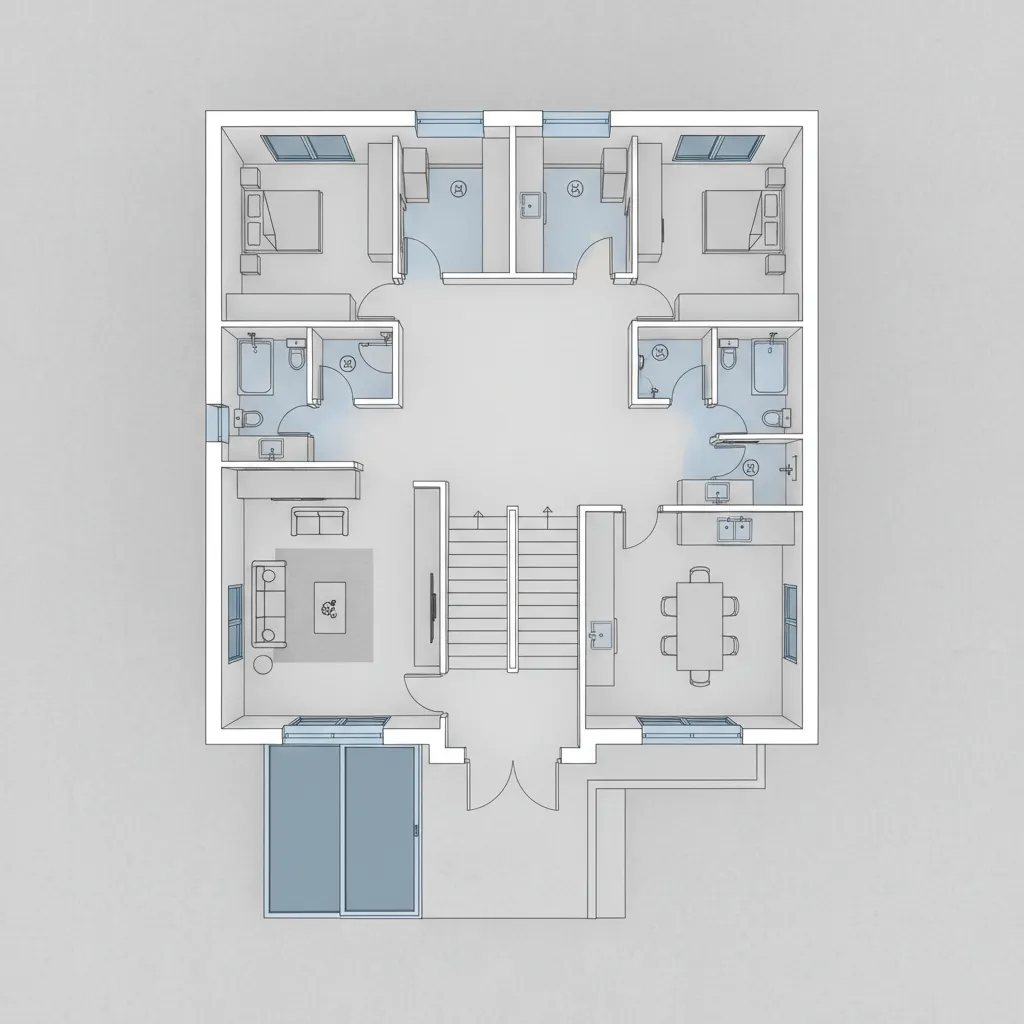 two story 1800 sq ft house floor plan with bedrooms upstairs