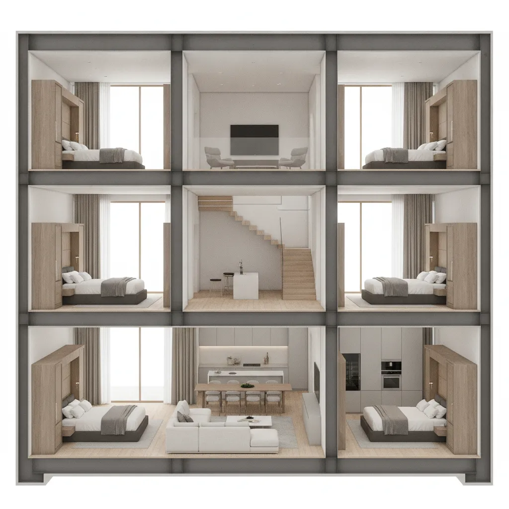two story six bedroom modern house layout visualization