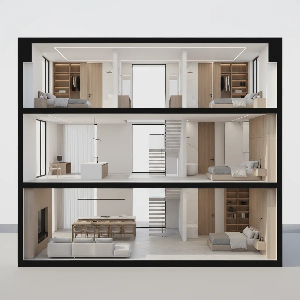 Two story home layout with master suite on main floor and second suite upstairs