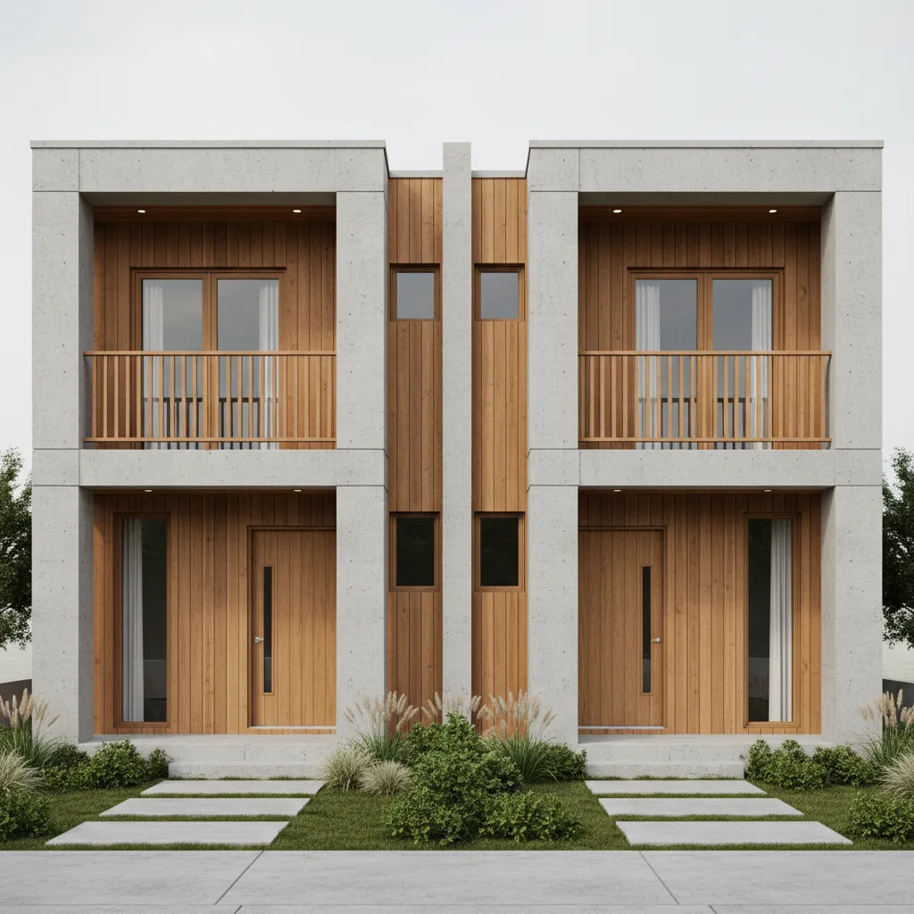 Two story duplex house with separate entrances for rental units