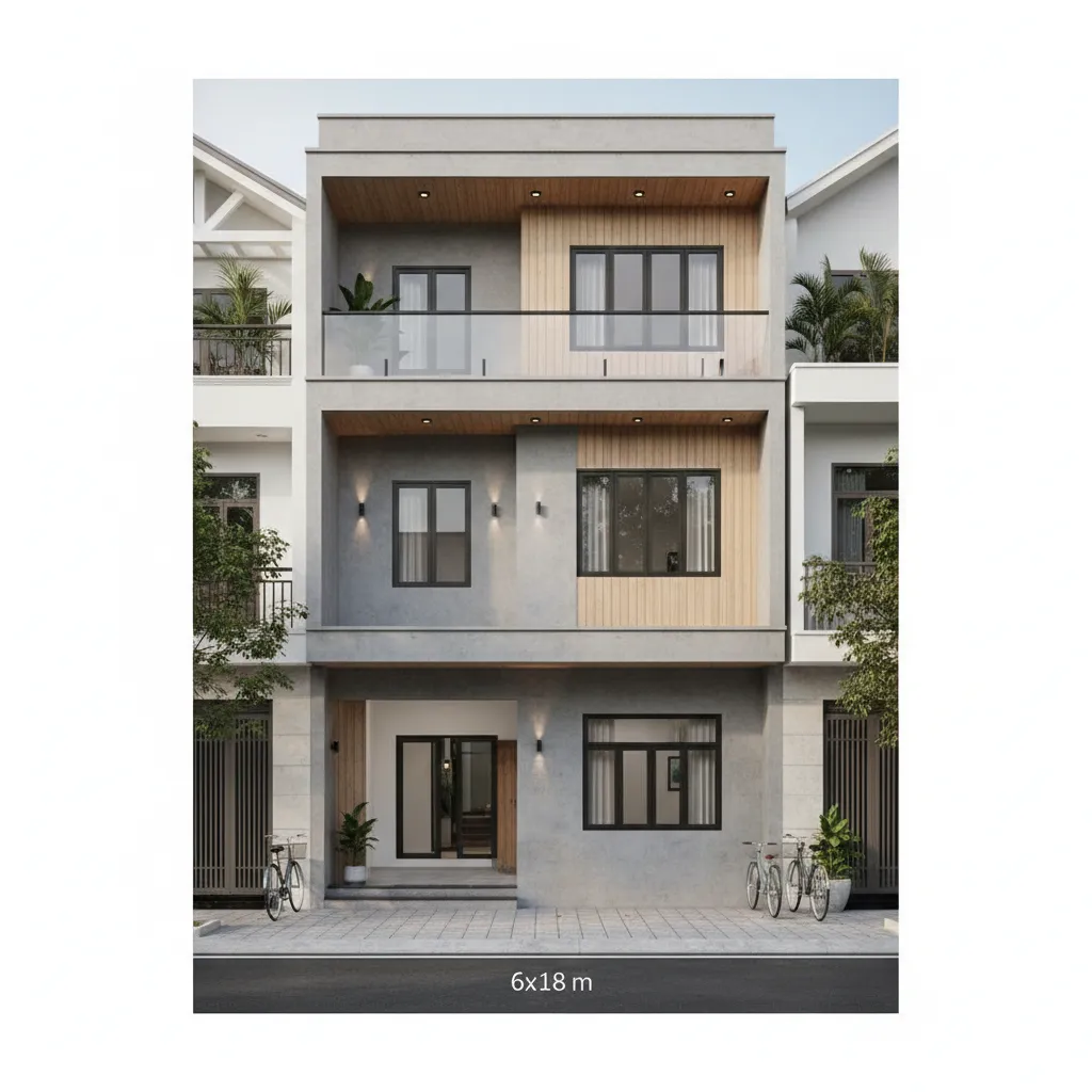 Mẫu thiết kế nhà 2 tầng 6x18m đẹp, tối ưu công năng