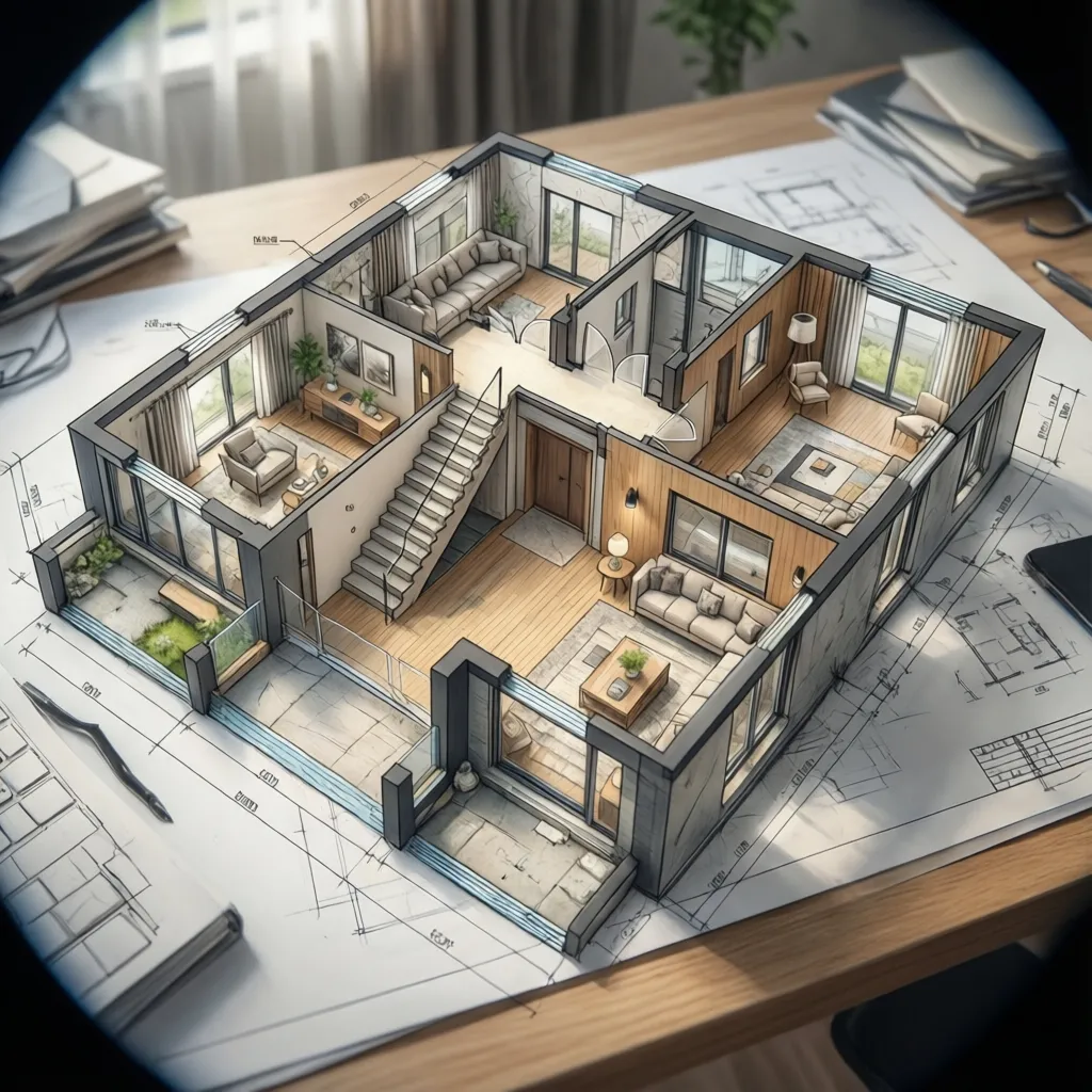 two story house floor plan layout showing stairs and room arrangement