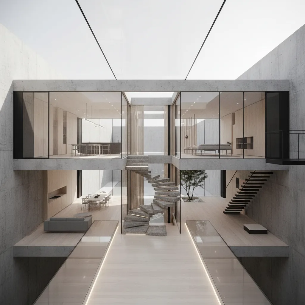 Two-Story Layouts for Rectangular Plots: Programming domestic bandwidth on a narrow axis—where circulation becomes code and rooms become interfaces