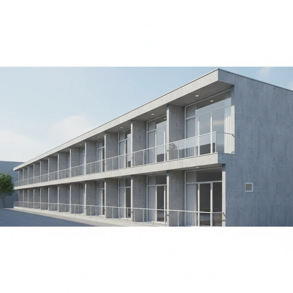 phối cảnh 3d nhà trọ 2 tầng hiện đại