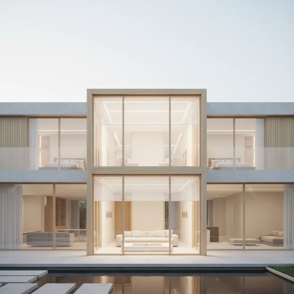 Two-Story Plan with Sunroom: A future-forward residential interface where daylight, flow, and storage act like a synchronized OS