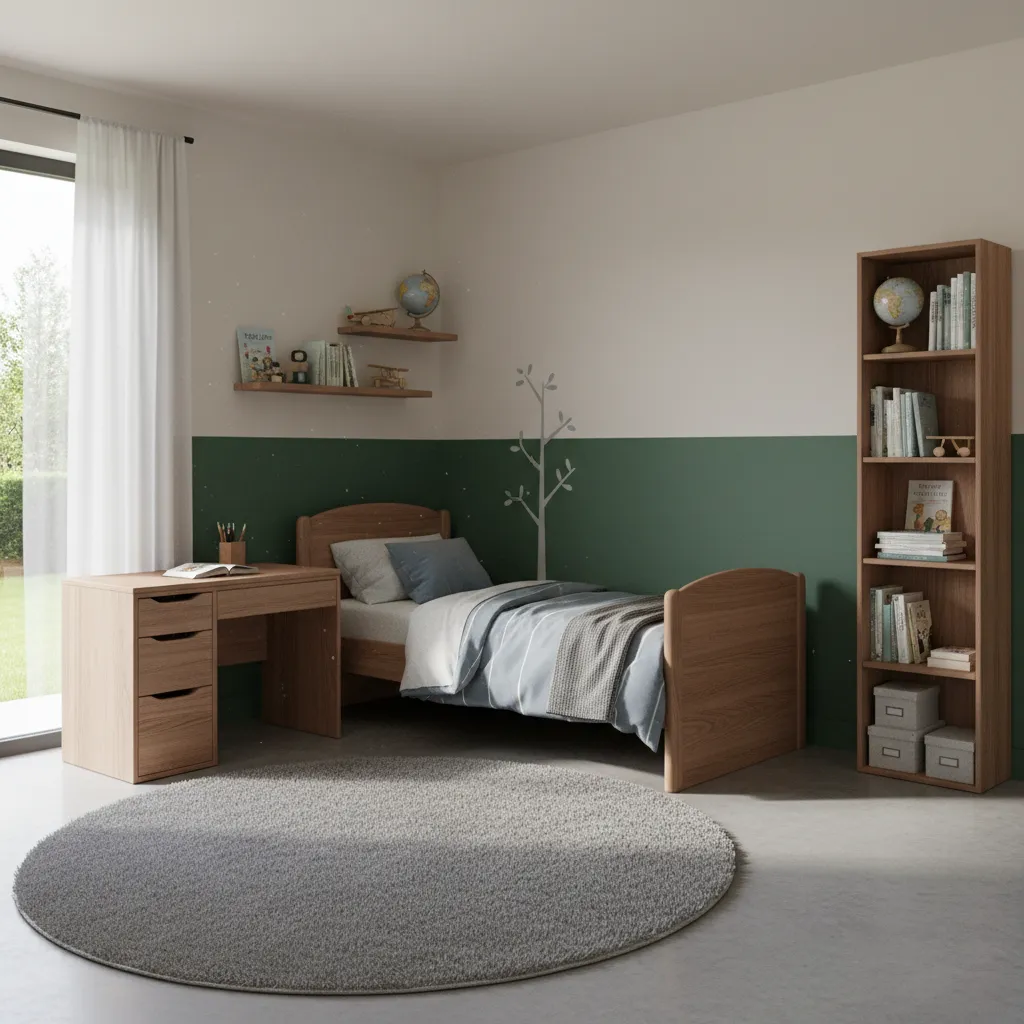 boys bedroom with modern half painted two tone walls
