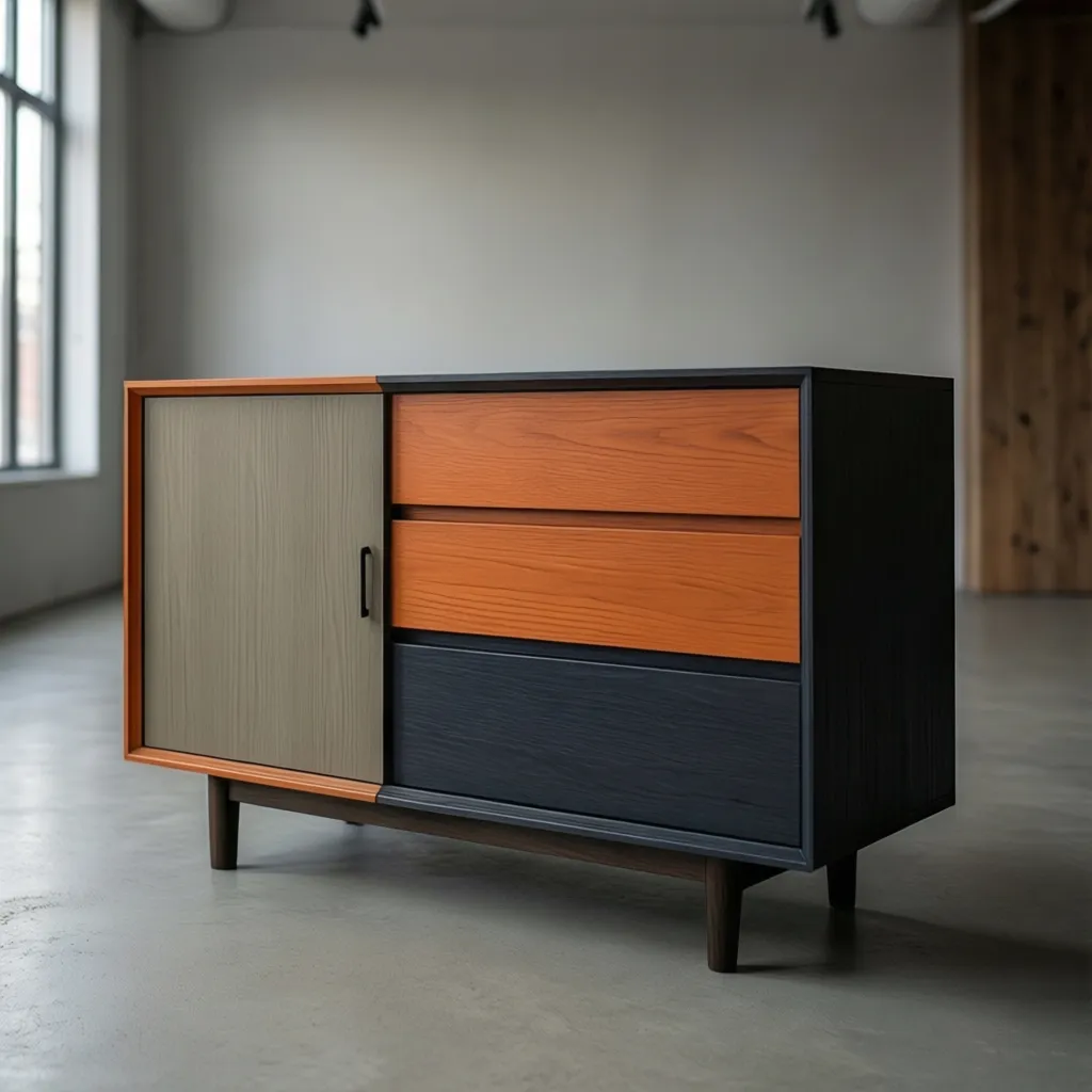 Two tone painted cabinet with contrasting drawers and frame