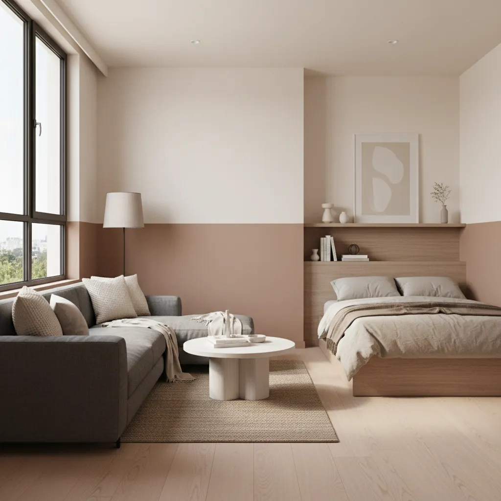 Small room with subtle two tone wall paint design