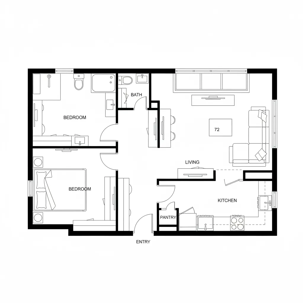 Type B: North-Light 1-Bed + Flex