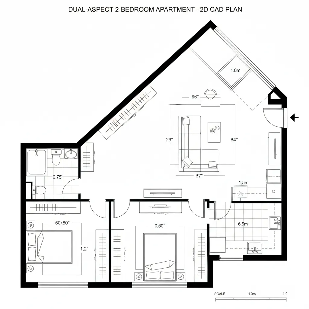 Type C: Dual-Aspect 2-Bed Corner