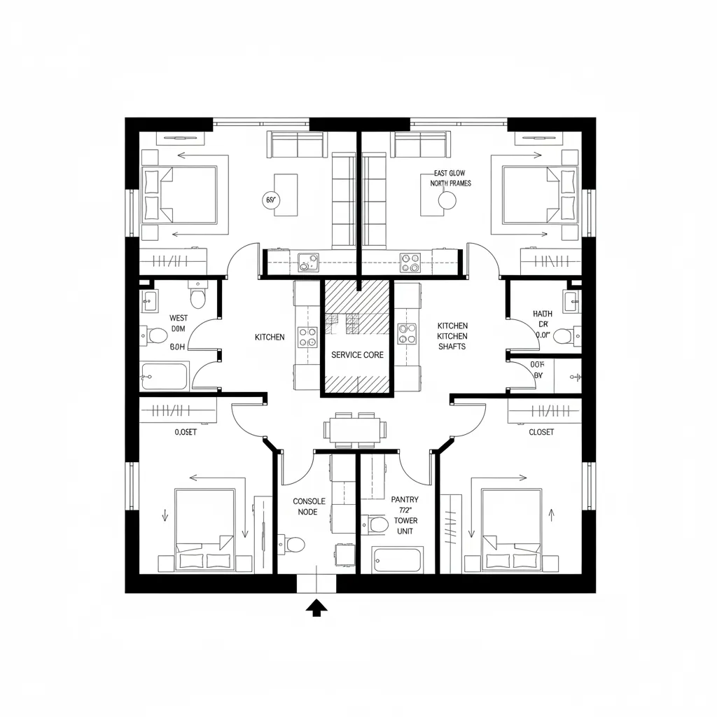 Type D: Studio Pair + Family 2-Bed Mix