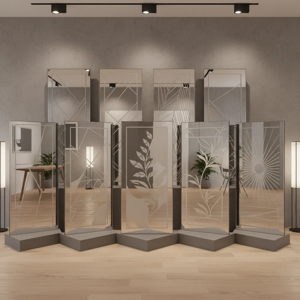 Diferentes estilos de cristal espejo decorativo para puertas interiores