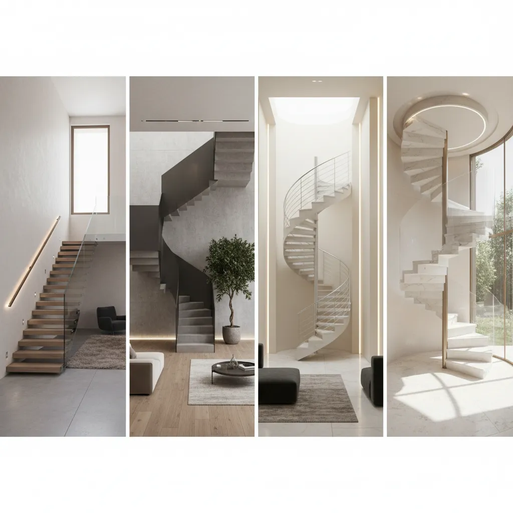 Diferentes estilos de escaleras interiores en viviendas modernas
