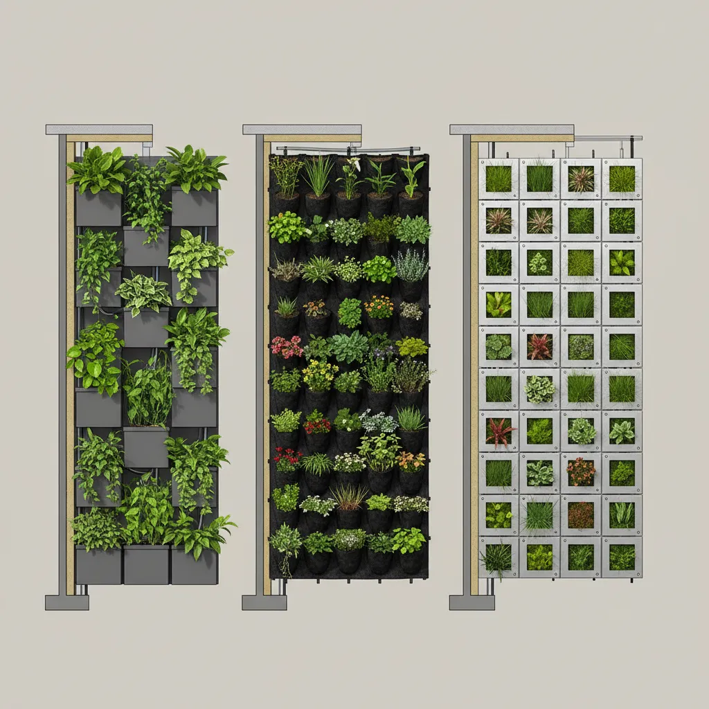 comparison of modular felt and panel living wall systems on building walls