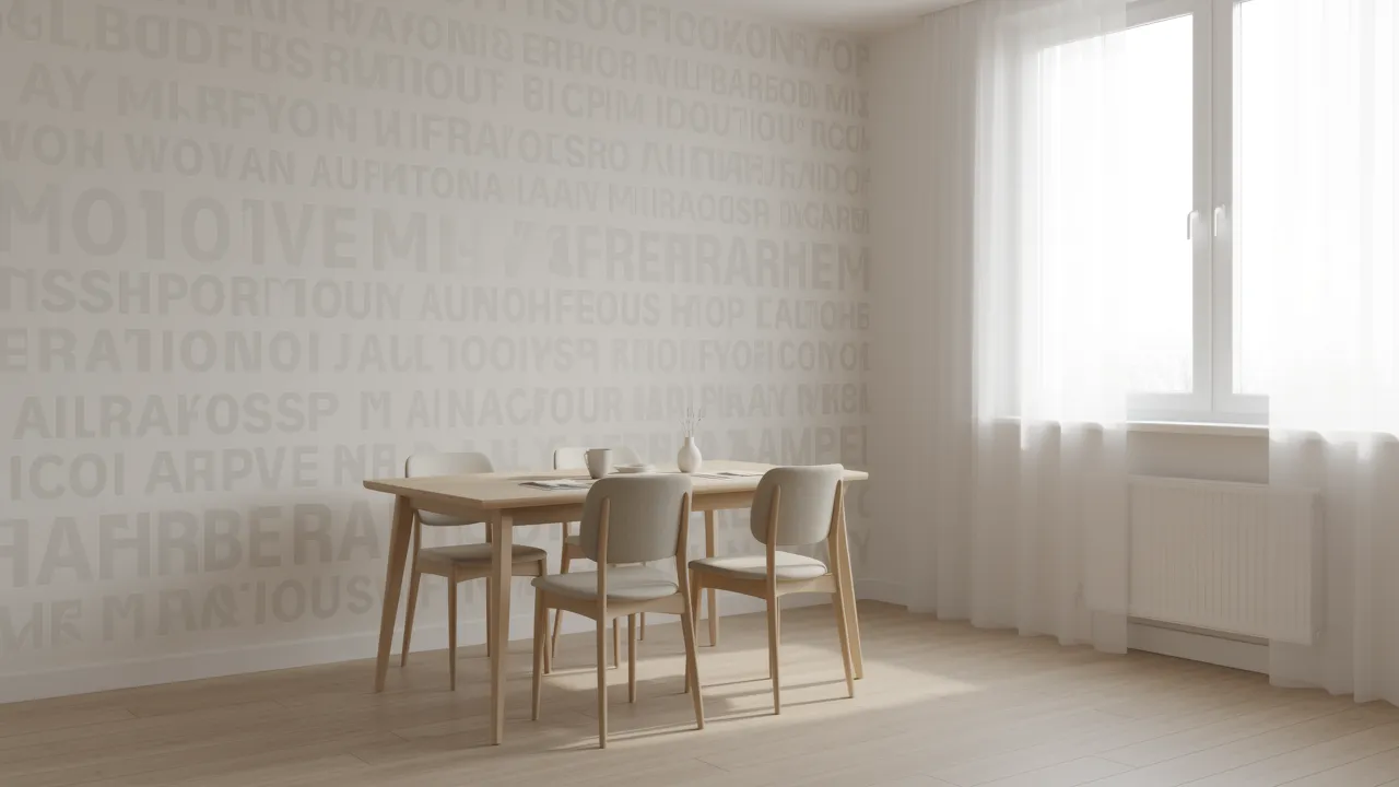 modern dining nook with minimalist typography wall art