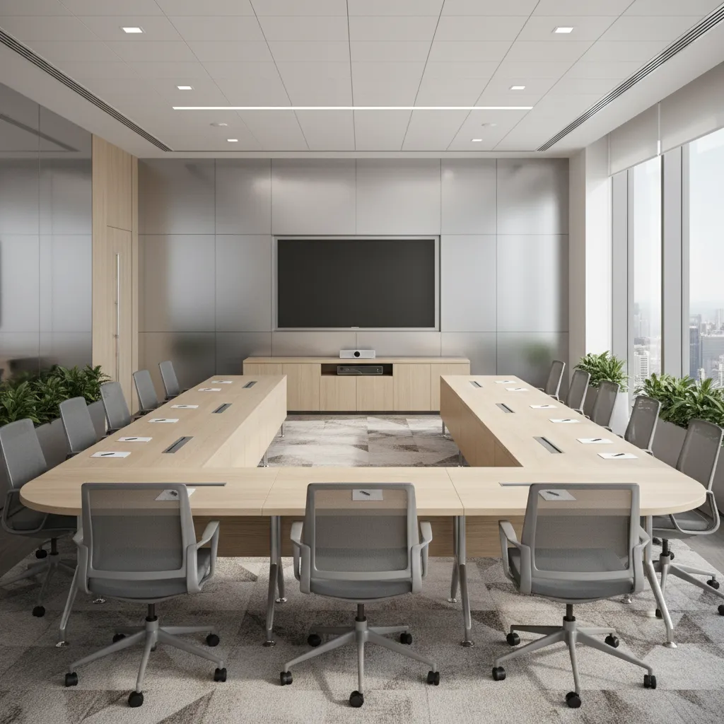 U shape meeting room layout with presentation screen